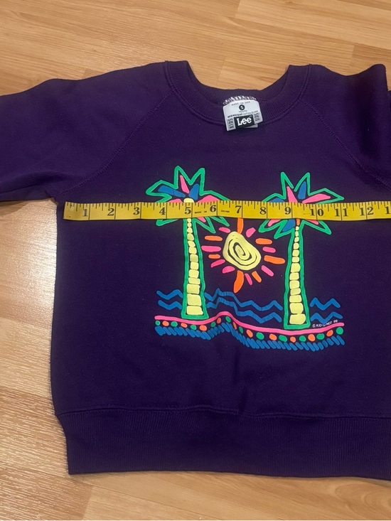 Vintage Lee Made in USA Purple  Palm Tree Graphic Sweatshirt - Picture 5 of 7